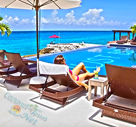 cozumel resort day pass with full course meal, bottle of wine, pool, jazcuzzi